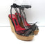 CH Carolina Herrera Cork Platform Sandals Black Lace Size 37 Ankle Strap Wedge