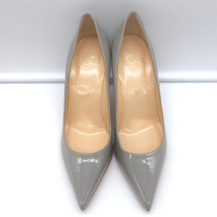 Christian Louboutin Decollete 554 85 Pumps Gray Patent Leather Size 36.5 NEW