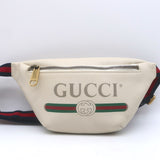 Gucci Logo Belt Bag Ivory Grained Leather Small Crossbody