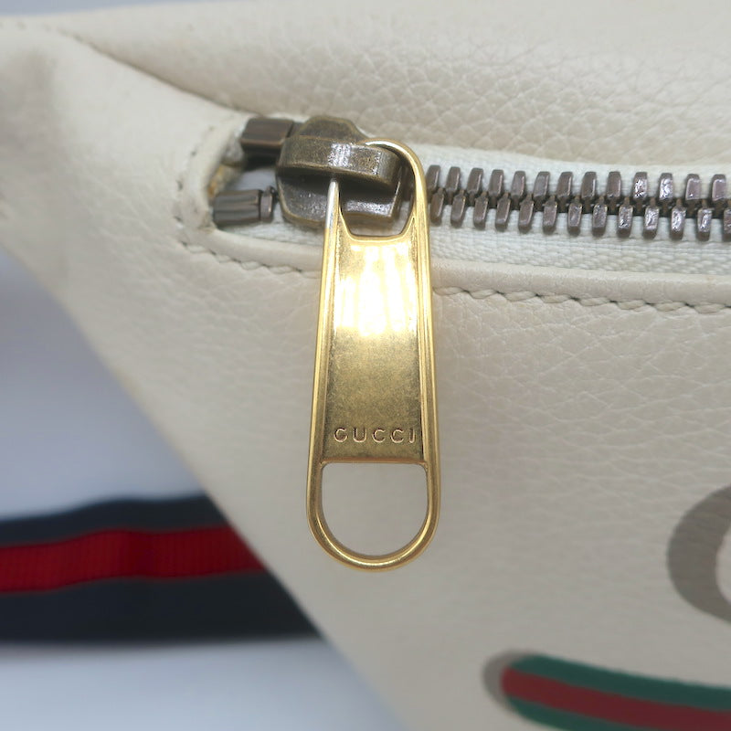 Gucci Logo Belt Bag Ivory Grained Leather Small Crossbody