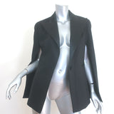 Balmain Satin-Lapel Cape Blazer Black Stretch Wool Size 42 One-Button Jacket