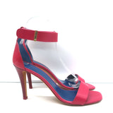 Celine Ankle Strap Sandals Fuchsia Leather Size 39 Open Toe Heels