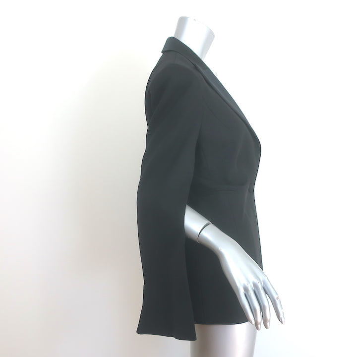 Balmain Satin-Lapel Cape Blazer Black Stretch Wool Size 42 One-Button Jacket