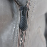 Bottega Veneta Leather Biker Jacket Gray Size 42