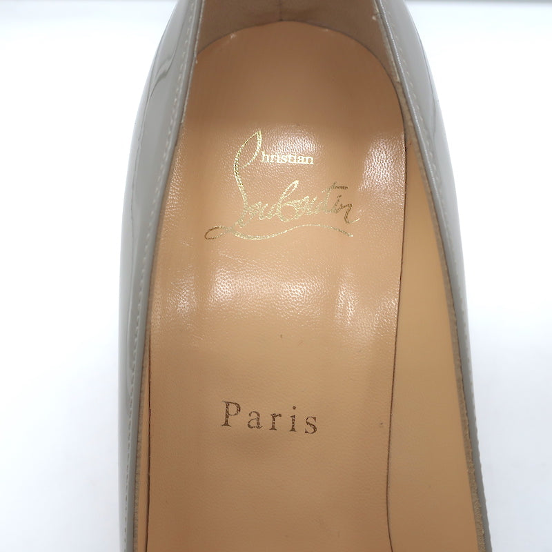 Christian Louboutin Decollete 554 85 Pumps Gray Patent Leather Size 36.5 NEW