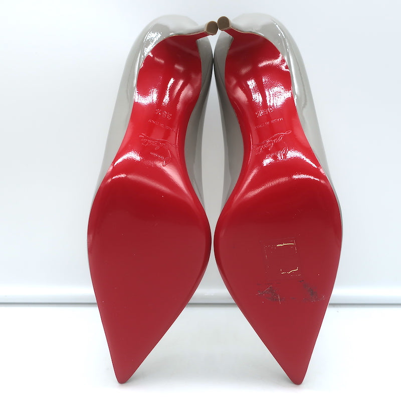 Christian Louboutin Decollete 554 85 Pumps Gray Patent Leather Size 36.5 NEW