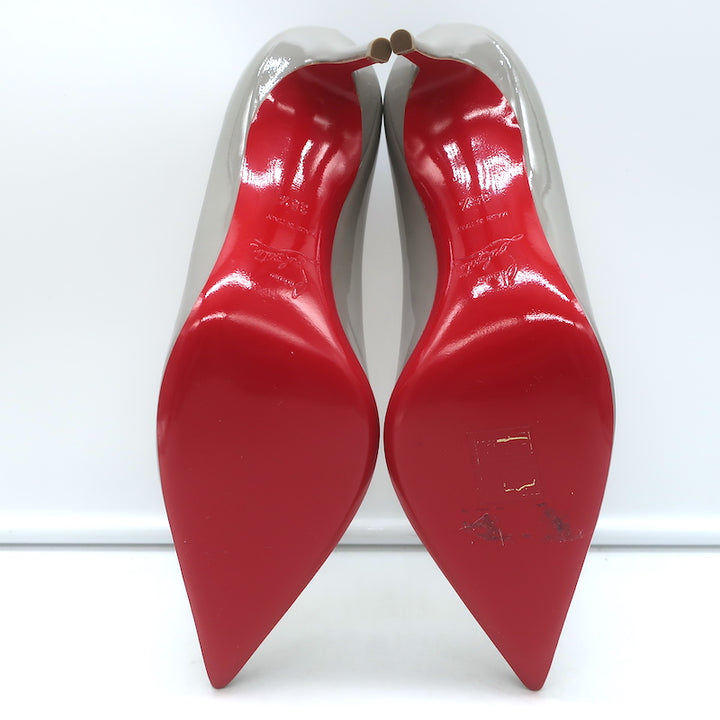 Christian Louboutin Decollete 554 85 Pumps Gray Patent Leather Size 36.5 NEW