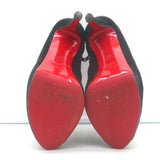 Christian Louboutin Treopli 120 peep-toe booties in black ruched suede, pre-owned with luxe patina