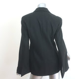 Balmain Satin-Lapel Cape Blazer Black Stretch Wool Size 42 One-Button Jacket