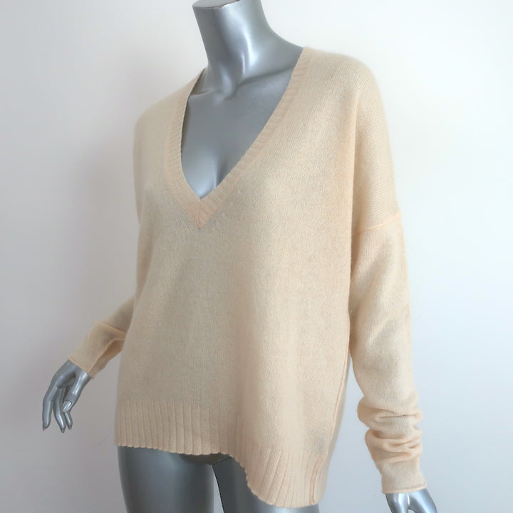 Rocky Barnes x 360 Cashmere Rylee V-Neck Sweater Light Yellow Size Small
