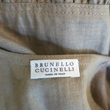 Brunello Cucinelli Monili-Trim Tiered Dress Brown Linen Blend Size Medium