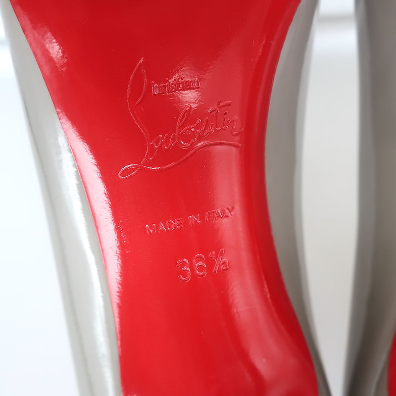 Christian Louboutin Decollete 554 85 Pumps Gray Patent Leather Size 36.5 NEW