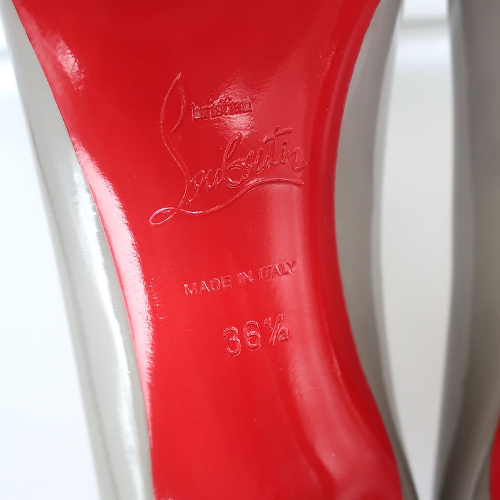 Christian Louboutin Decollete 554 85 Pumps Gray Patent Leather Size 36.5 NEW