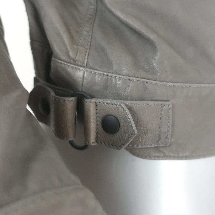 Bottega Veneta Leather Biker Jacket Gray Size 42