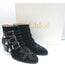 Chloe Susanna Studded Velvet Ankle Boots Navy Size 35.5 Buckle Booties NEW