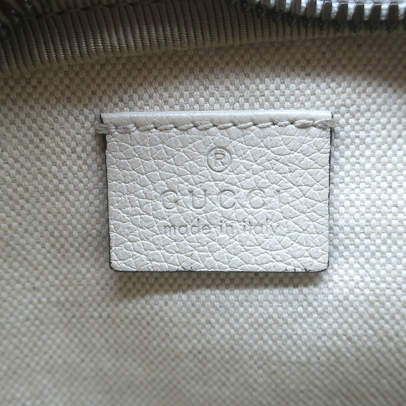 Gucci Logo Belt Bag Ivory Grained Leather Small Crossbody