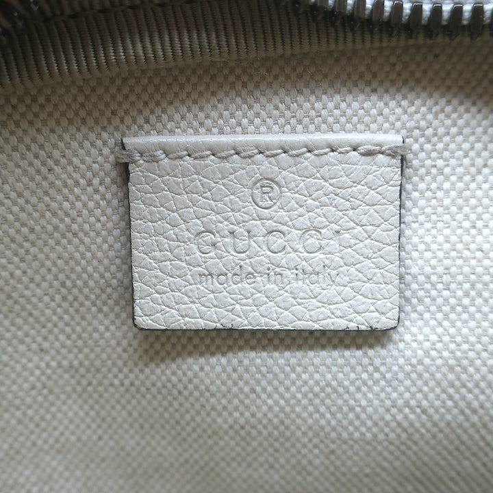 Gucci Logo Belt Bag Ivory Grained Leather Small Crossbody