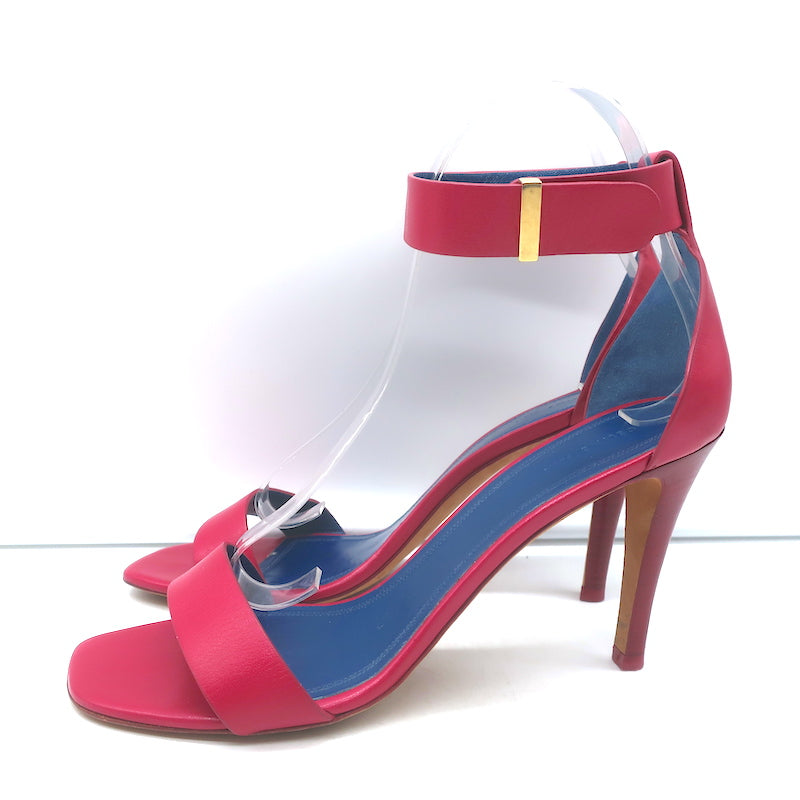 Celine Ankle Strap Sandals Fuchsia Leather Size 39 Open Toe Heels
