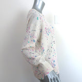 White + Warren Cashmere Paint Splatter Sweater Cream/Multi Size Medium