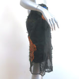 Dries Van Noten Asymmetrical Skirt Black Floral Embroidered Organza Size 36