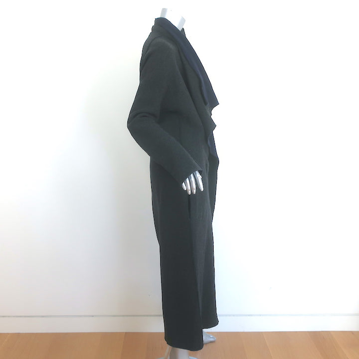 Lanvin Draped-Front Sweater Coat Charcoal Wool-Blend Size 40