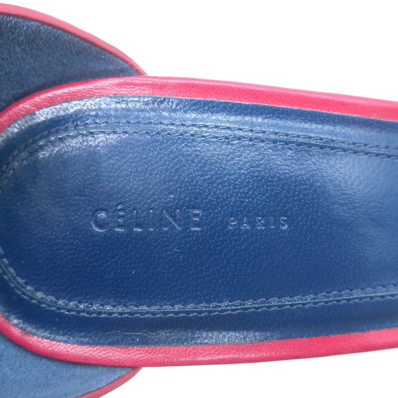Celine Ankle Strap Sandals Fuchsia Leather Size 39 Open Toe Heels