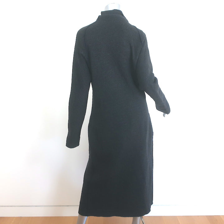 Lanvin Draped-Front Sweater Coat Charcoal Wool-Blend Size 40