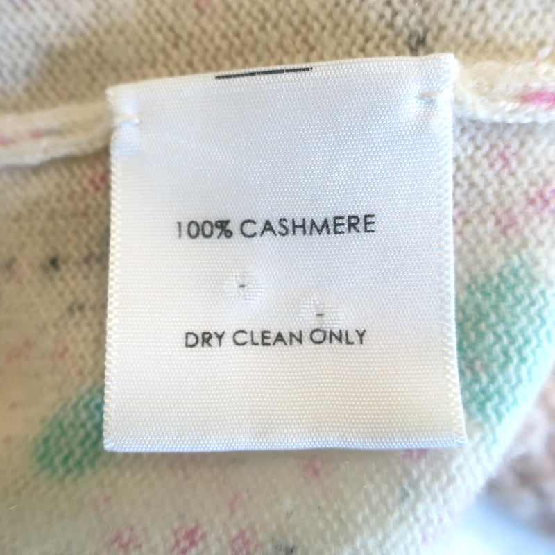 White + Warren Cashmere Paint Splatter Sweater Cream/Multi Size Medium