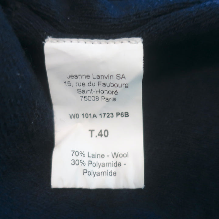 Lanvin Draped-Front Sweater Coat Charcoal Wool-Blend Size 40