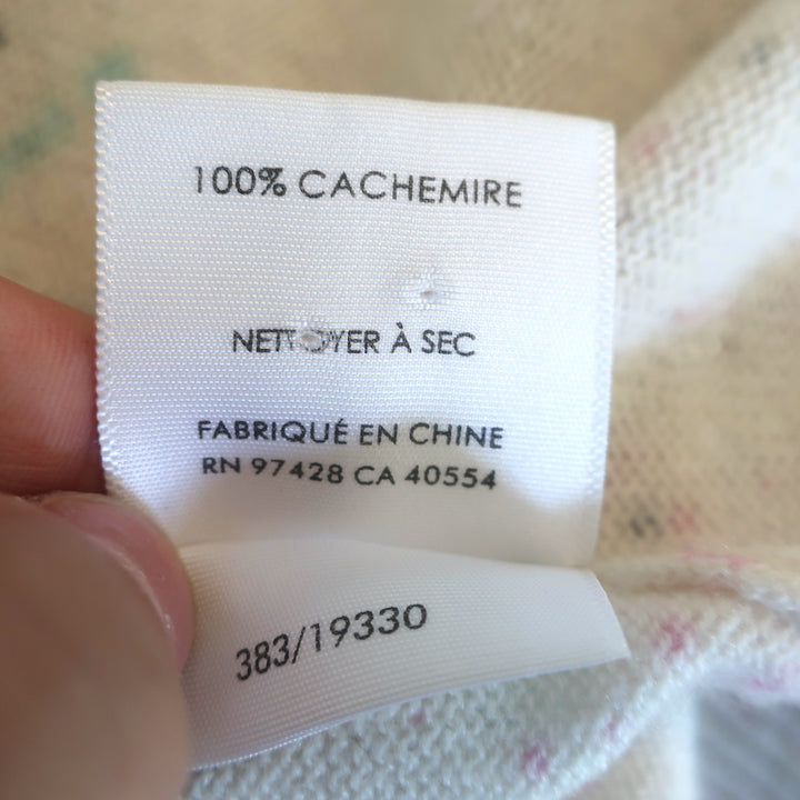 White + Warren Cashmere Paint Splatter Sweater Cream/Multi Size Medium
