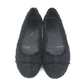 Chanel Tweed CC Bow Ballet Flats Black Size 37