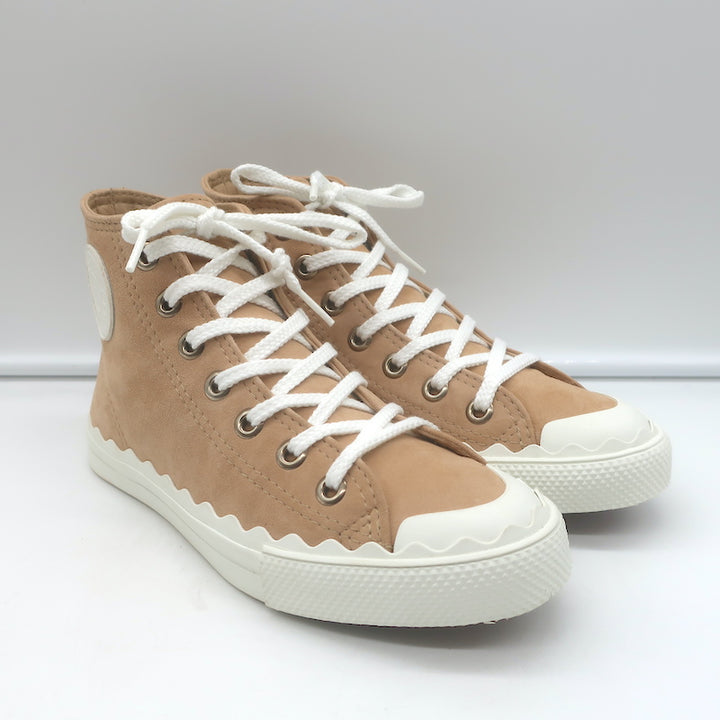 Chloe Kyle High Top Sneakers Beige Suede Size 36 NEW
