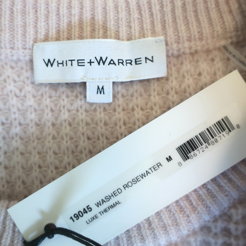 White + Warren Cashmere Luxe Thermal Sweater Washed Rosewater Size Medium NEW