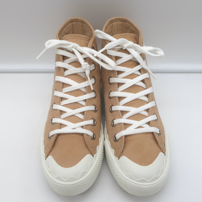Chloe Kyle High Top Sneakers Beige Suede Size 36 NEW