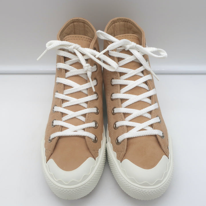 Chloe Kyle High Top Sneakers Beige Suede Size 36 NEW