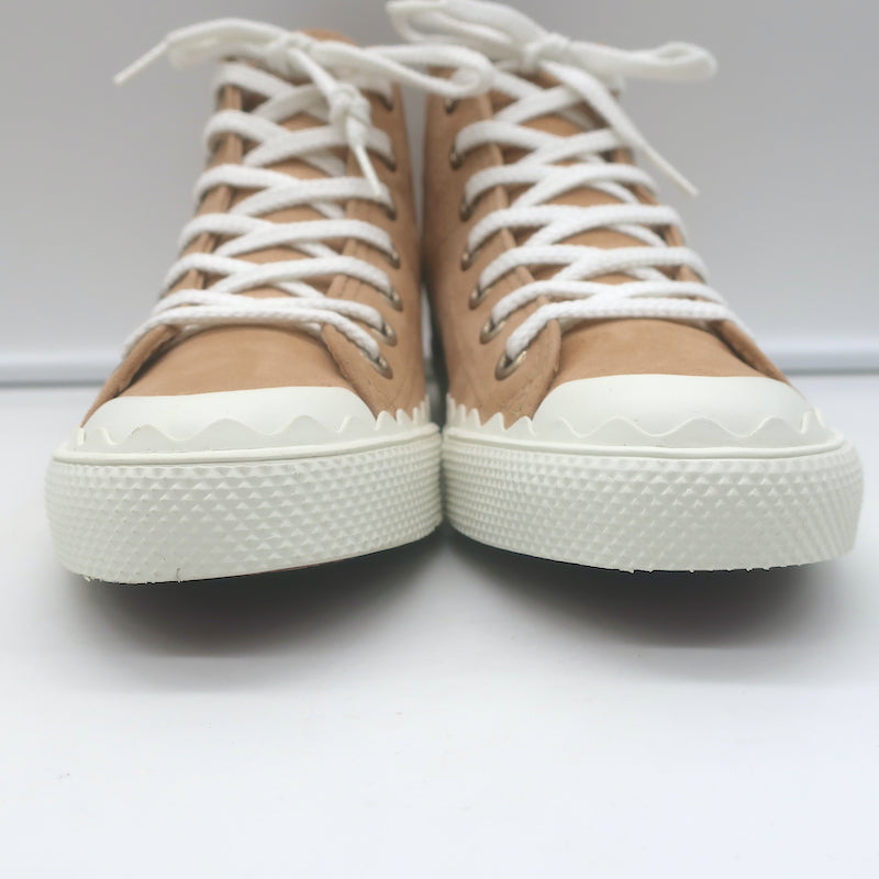 Chloe Kyle High Top Sneakers Beige Suede Size 36 NEW