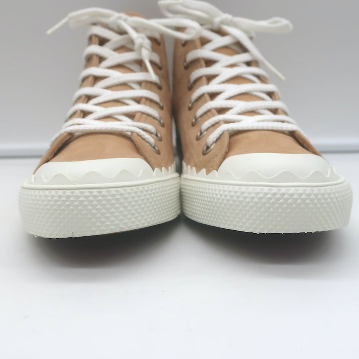 Chloe Kyle High Top Sneakers Beige Suede Size 36 NEW