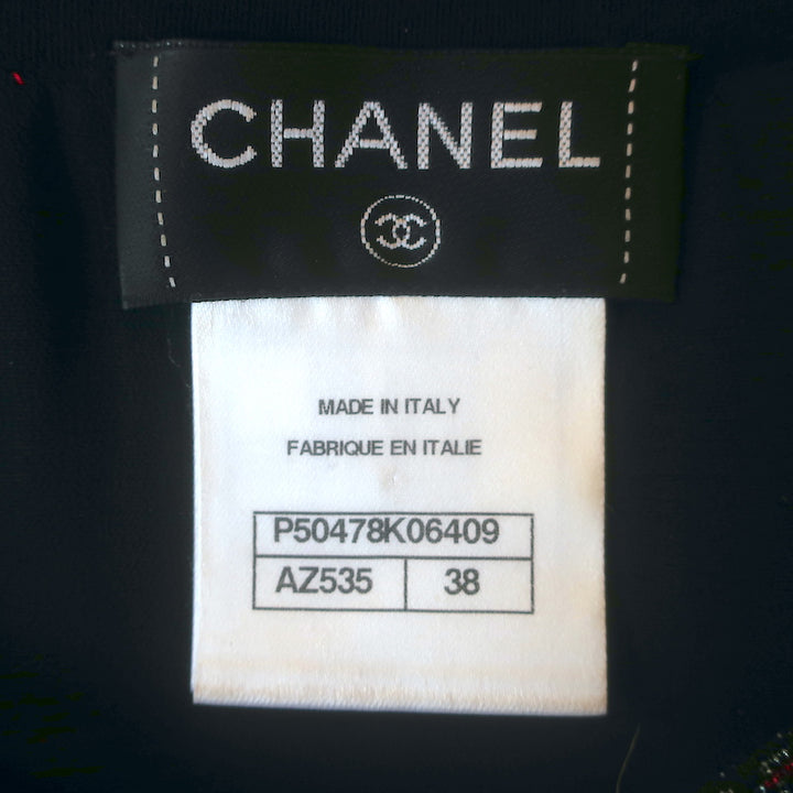 Chanel FW14 Pleated Metallic Long Sleeve Dress Fuchsia Stretch Knit Size 38