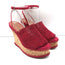 Alaia Cork Platform Wedge Sandals Red Laser Cut Suede Size 37 Ankle Strap Heels