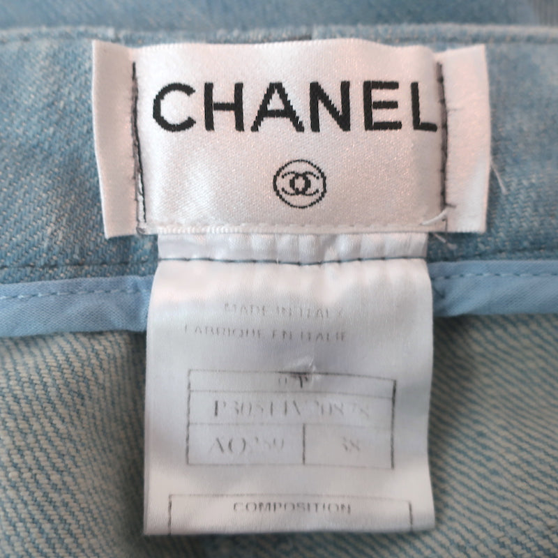 Chanel 07P Patch Pocket Flared Jeans Light Denim Size 38