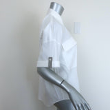 Brunello Cucinelli Monili Roll-Tab Button Down Shirt White Cotton Size Small