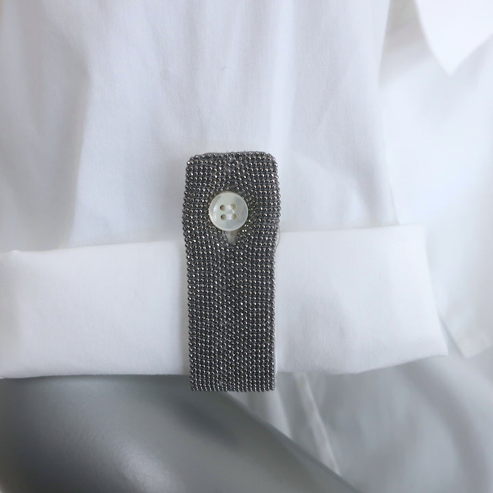 Brunello Cucinelli Monili Roll-Tab Button Down Shirt White Cotton Size Small