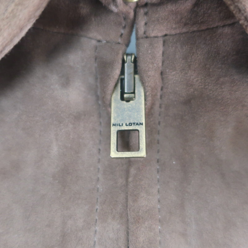 Nili Lotan Beauvais Suede Jacket Cafe Brown Size Small