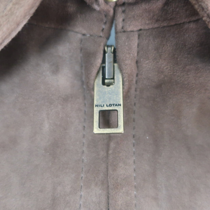 Nili Lotan Beauvais Suede Jacket Cafe Brown Size Small