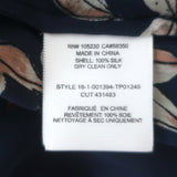 Joie tie-sleeve button-down silk blouse in navy floral print, authentic pre-owned luxury piece, gently worn