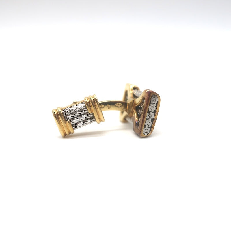 FRED Paris Vintage Force 10 Cufflinks 18K Yellow Gold &amp; Stainless Steel