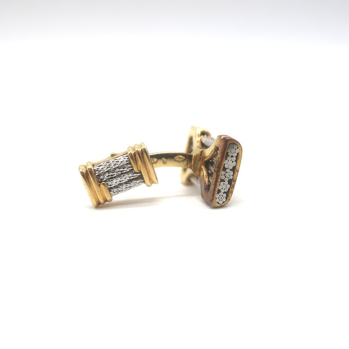 FRED Paris Vintage Force 10 Cufflinks 18K Yellow Gold &amp; Stainless Steel