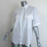Brunello Cucinelli Monili Roll-Tab Button Down Shirt White Cotton Size Small