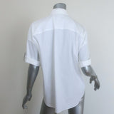 Brunello Cucinelli Monili Roll-Tab Button Down Shirt White Cotton Size Small
