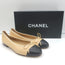 Chanel CC Cap Toe Bow Ballet Flats Leather Beige & Black Leather Size 36